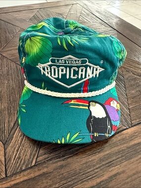 Vintage 1980s Imperial Headwear Las Vegas Tropicana Aloha Rope Cap Adjustable Ha